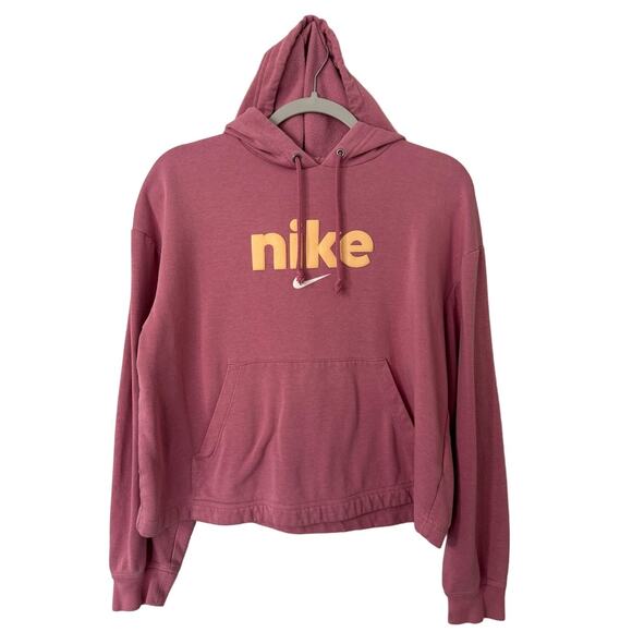 Nike Rose Pink‎ Mauve Cropped Hoodie Size Medium - Picture 1 of 4